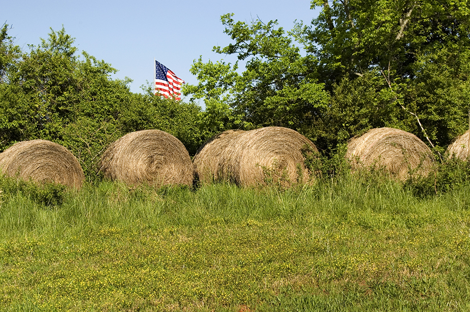 Flag And Haybales